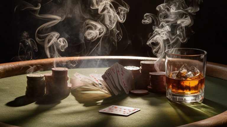 poker playing amid smoke