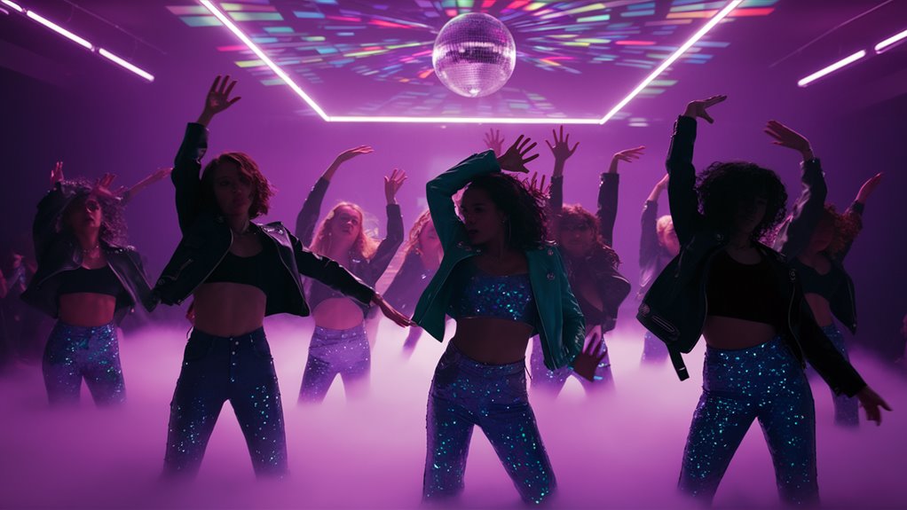 glittering movement on stage