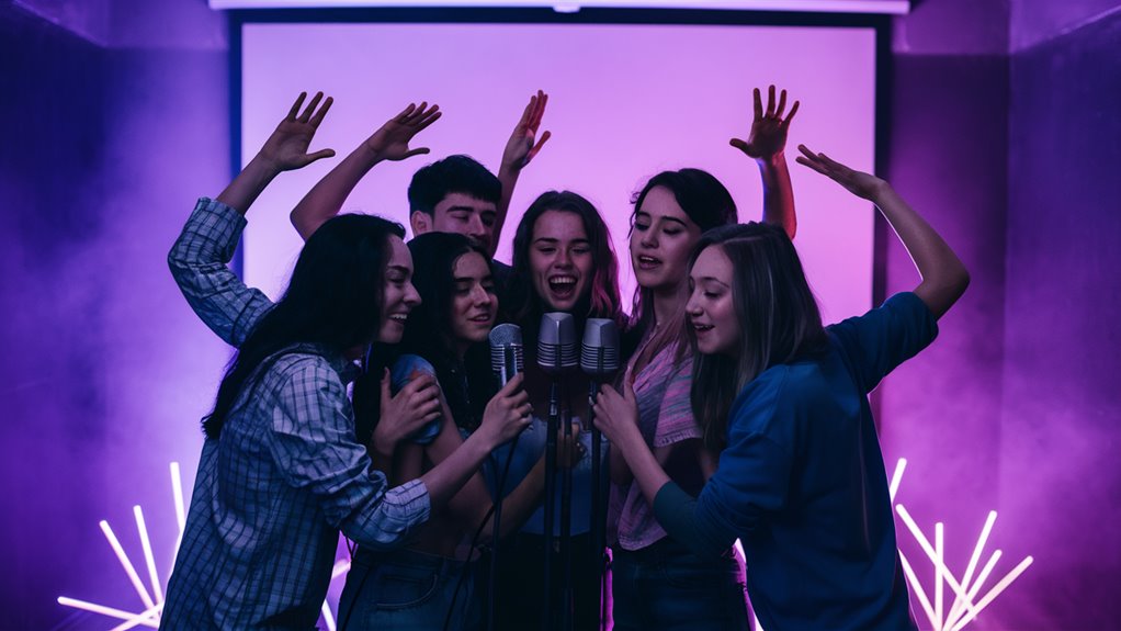 group singing with others
