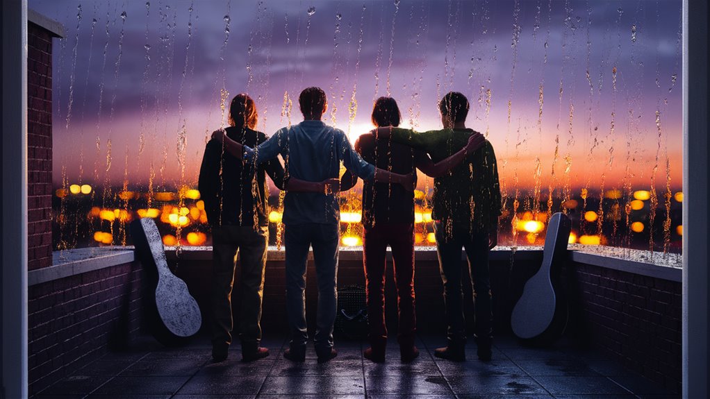rain falls from above