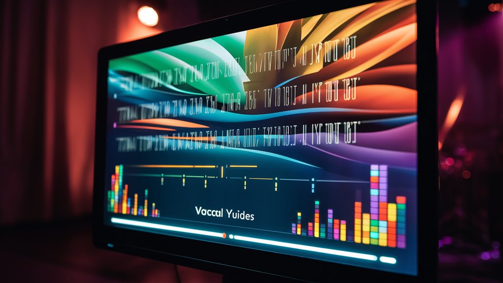 screen shows song lyrics