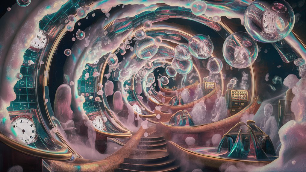 time warps through fog
