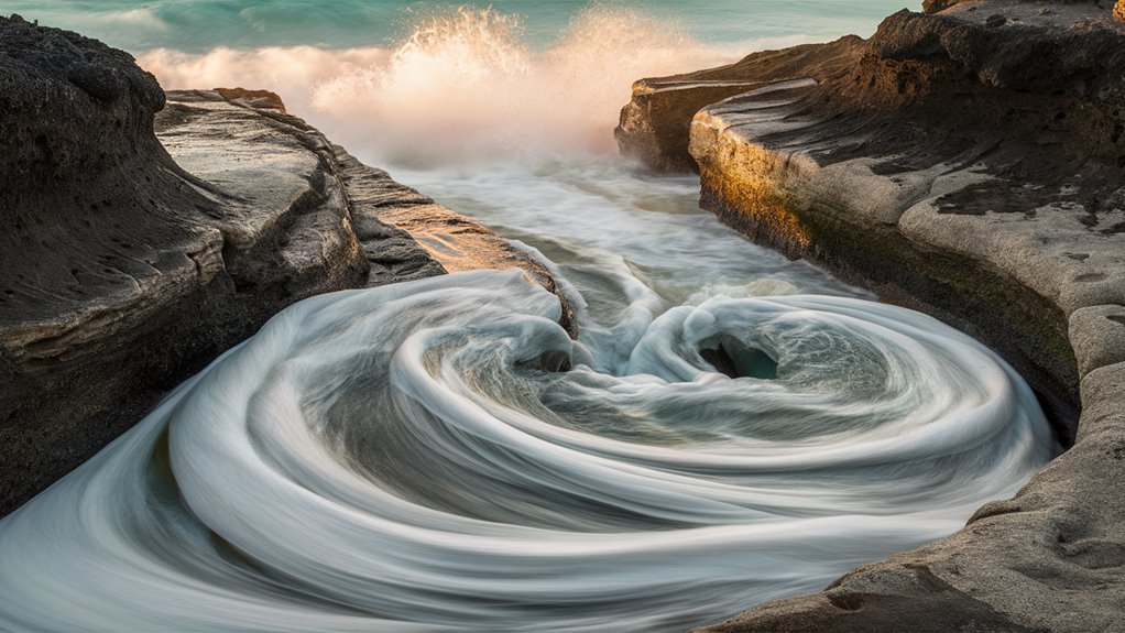 waves creating ocean inlets