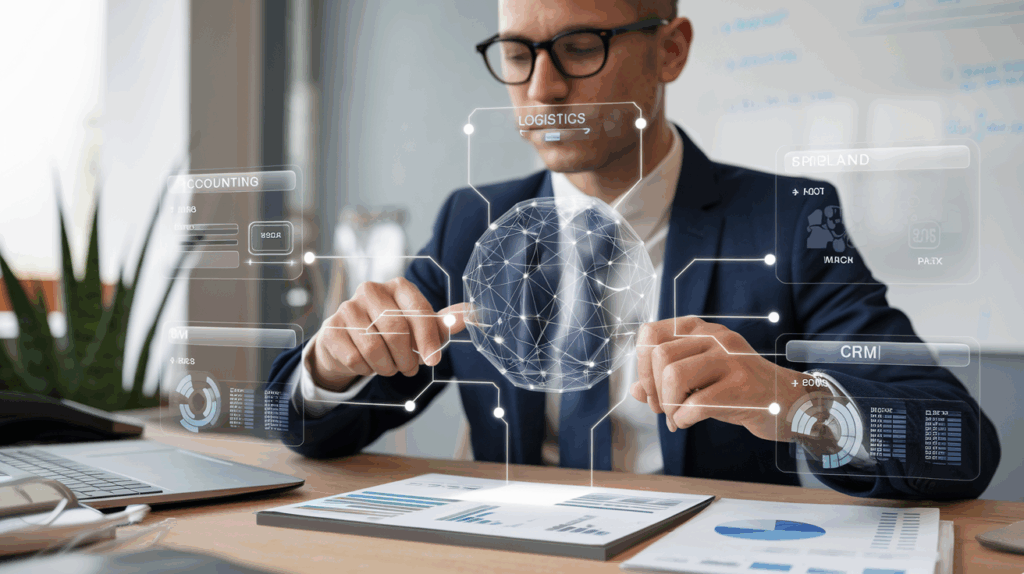 비즈니스 데이터를 시각화하며 전략을 계획하는 관리자