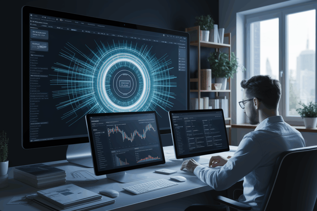 데이터 분석 대시보드를 모니터링하는 분석가